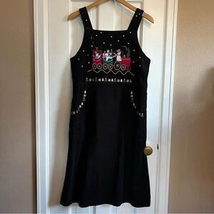 Christopher & Banks Vintage Black Winter Overall Dress 8